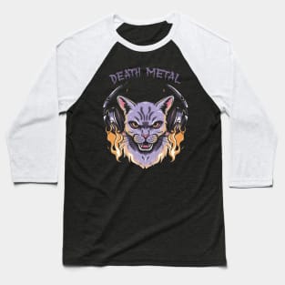 Death Metal Satanic Baphomet Cat Baseball T-Shirt